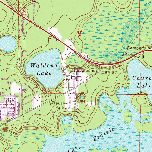 Topographic Map of Lake Waldena Resort Mobile Home Park, FL