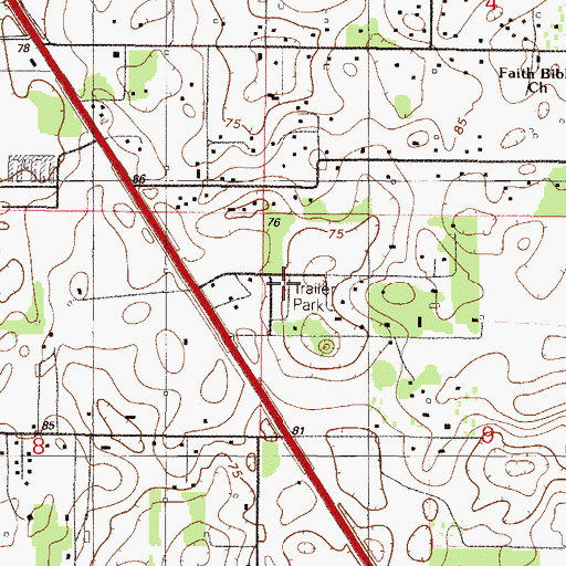 Topographic Map of Terry's Mobile Home Park, FL