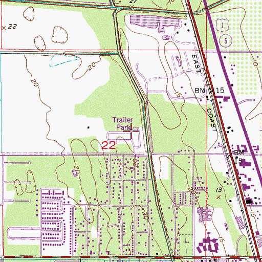 Topographic Map of High Ridge Mobile Park, FL