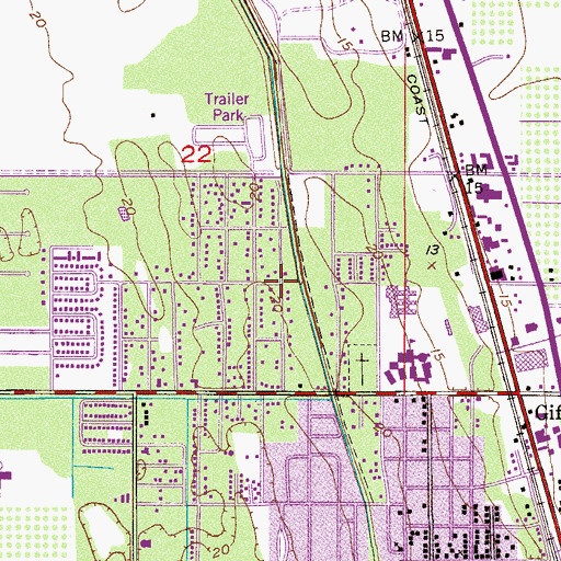 Topographic Map of Davis Temple Church of God in Christ, FL