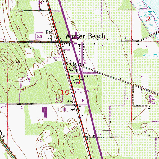 Topographic Map of First Baptist Church of Tavares, FL