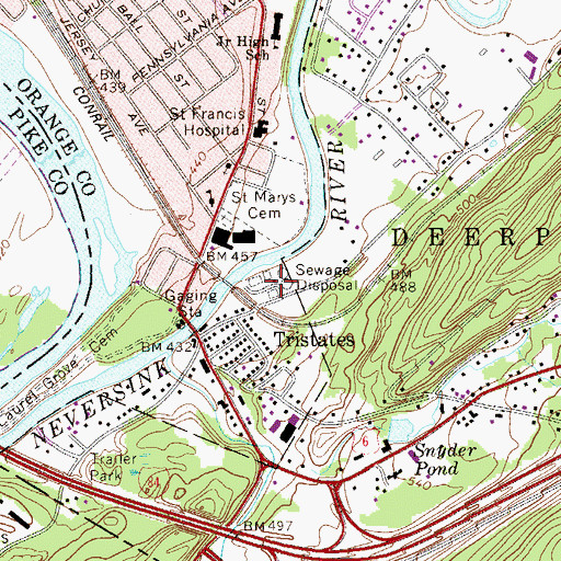 Topographic Map of Port Jervis Wastewater Treatment Plant, NY