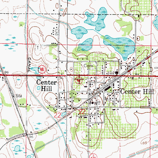 Topographic Map of Center Hill Water Tower, FL