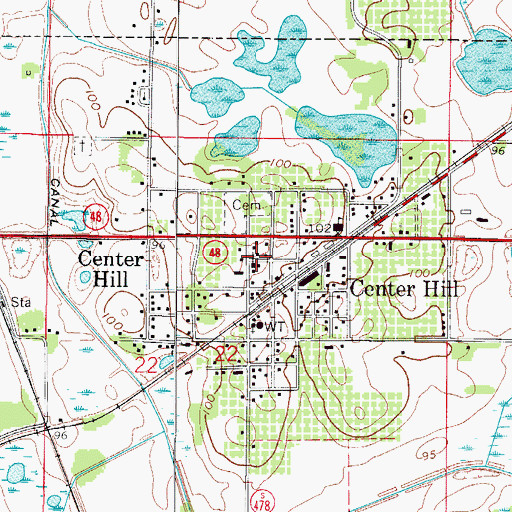 Topographic Map of Center Hill Presbyterian Church, FL