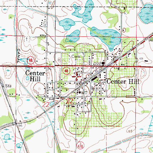 Topographic Map of Center Hill City Hall, FL