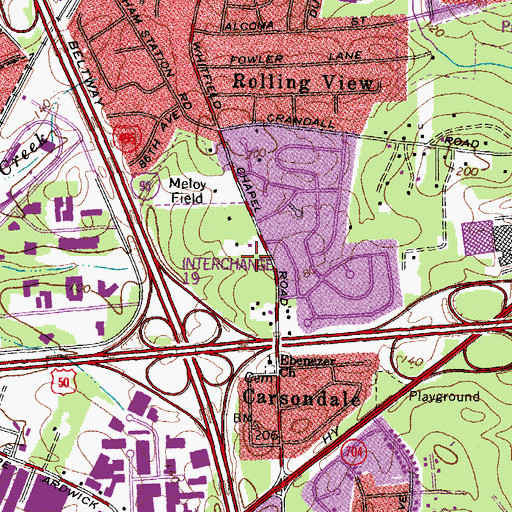 Topographic Map of Mount Calvary Baptist Church, MD