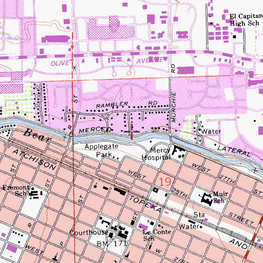 Topographic Map of Merced Lateral, CA