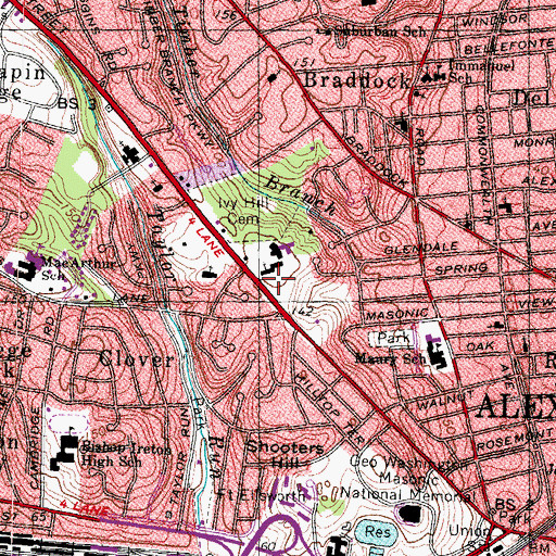 Topographic Map of Alexandria First Christian Disciples of Christ Church, VA