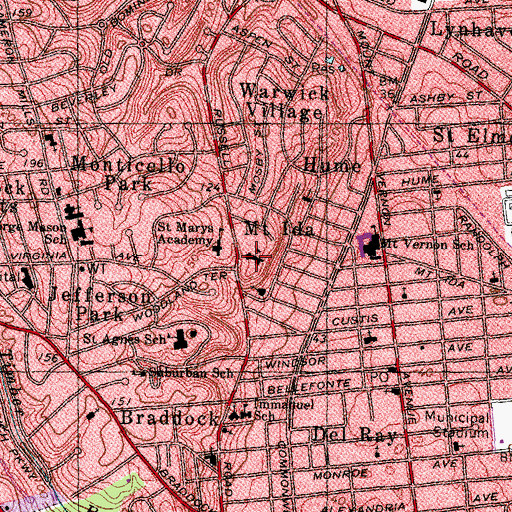 Topographic Map of Alexandria Presbyterian Church, VA