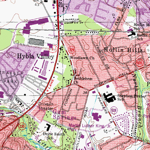 Topographic Map of Bethlehem Baptist Church, VA