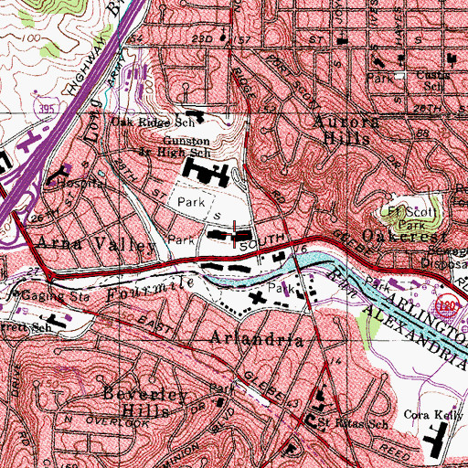 Topographic Map of Shirley Park Shopping Center, VA