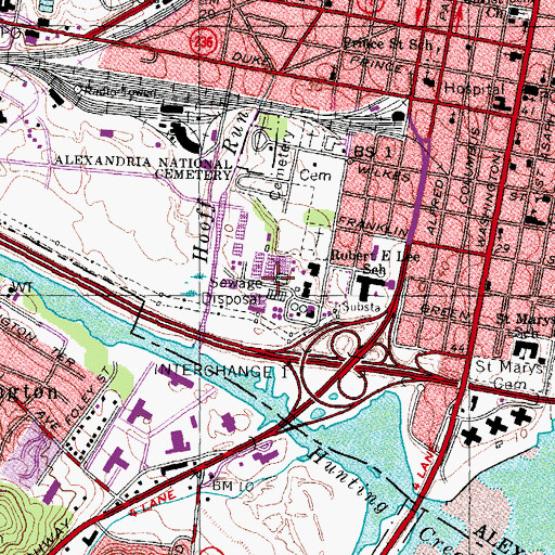 Topographic Map of Alexandria Sanitation Authority Waste Treament Facility, VA