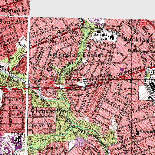 Topographic Map of Arlington Forest Shopping Center, VA