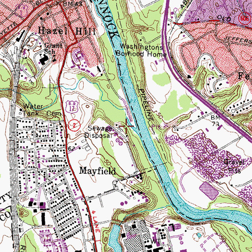 Topographic Map of City of Fredericksburg Wastewater Treatment Facility, VA