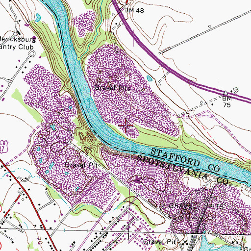 Topographic Map of Little Falls Boat Landing, VA