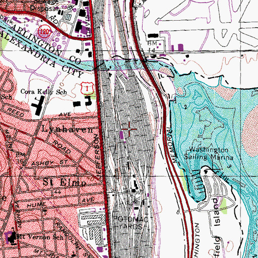 Topographic Map of Potomac Yard Center Shopping Center, VA