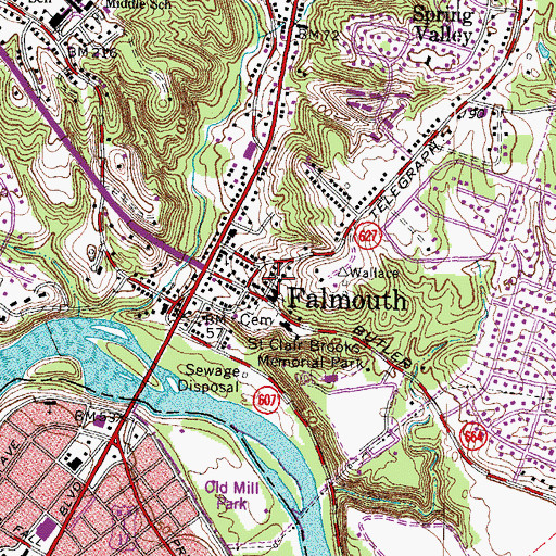Topographic Map of Basil Gordon, VA