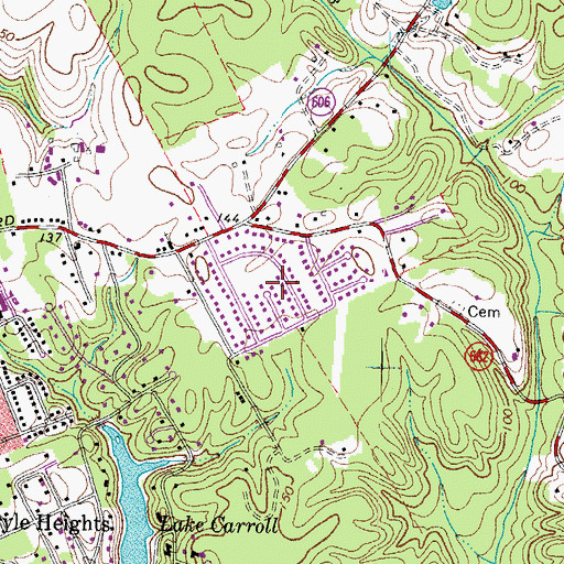 Topographic Map of Briarwood Estates, VA