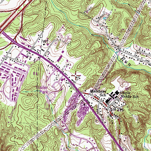 Topographic Map of Brooks, VA