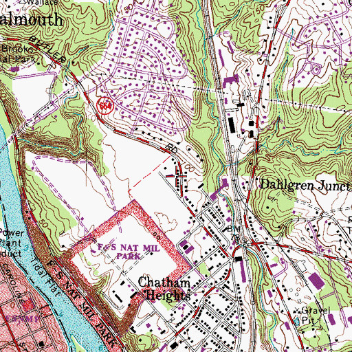 Topographic Map of Chatham Farms, VA