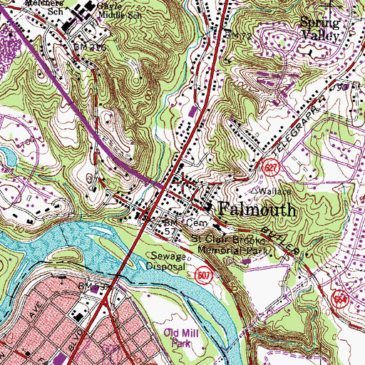 Topographic Map of E O Brooks Subdivision, VA
