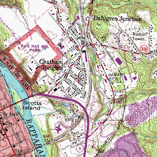 Topographic Map of East Chatham Heights, VA