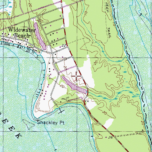 Topographic Map of Estates of Widewater Pond, VA