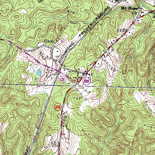 Topographic Map of Groves Estates, VA
