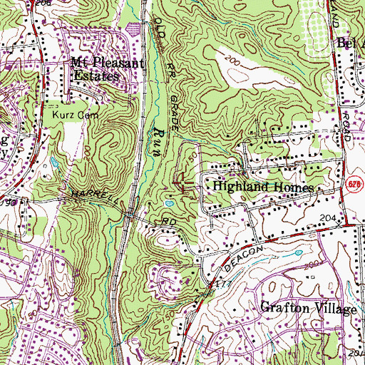 Topographic Map of Heather Hills, VA
