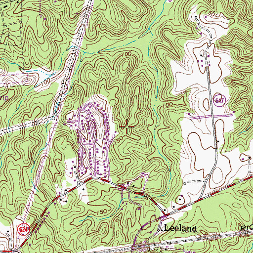 Topographic Map of Hickory Ridge, VA
