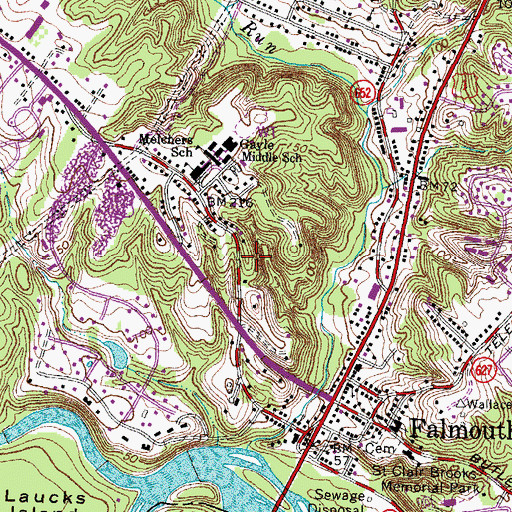 Topographic Map of Light Oak Glen, VA