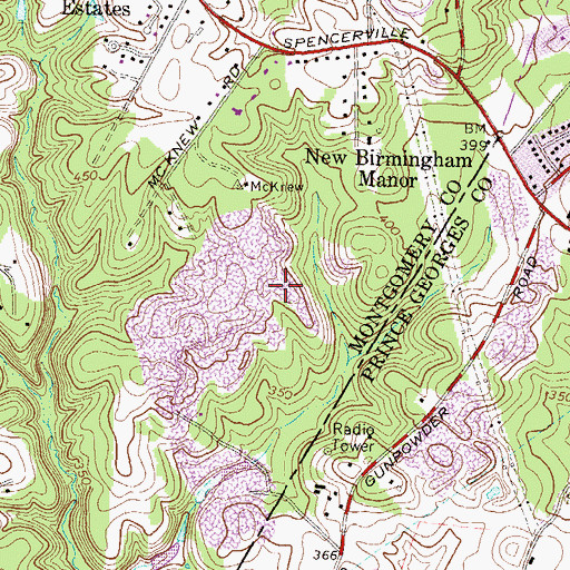 Topographic Map of Saddle Creek, MD