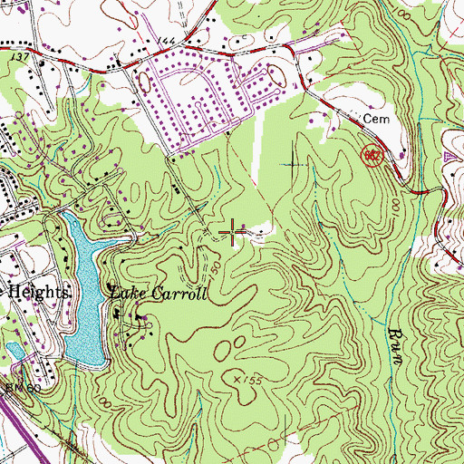 Topographic Map of Sweetbriar Woods, VA
