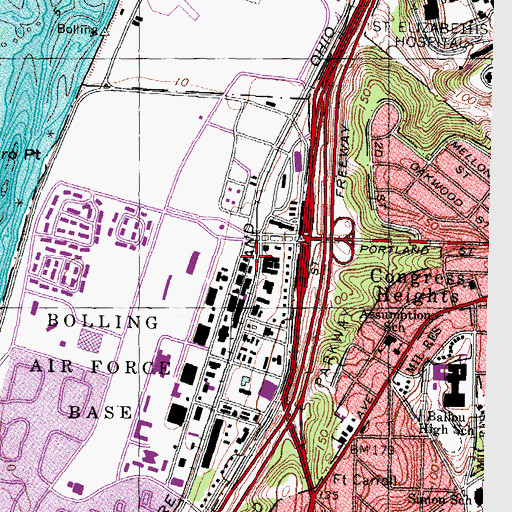 Topographic Map of Bolling Air Force Base Post Office, DC
