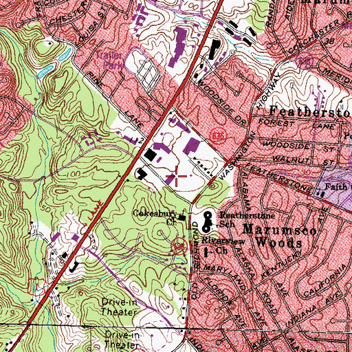 Topographic Map of Woodbridge Post Office, VA