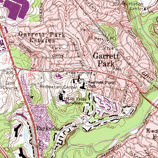 Topographic Map of Academy of the Holy Cross, MD
