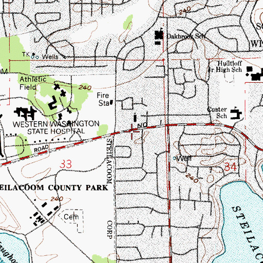 Topographic Map of Lakewood Baptist Church, WA
