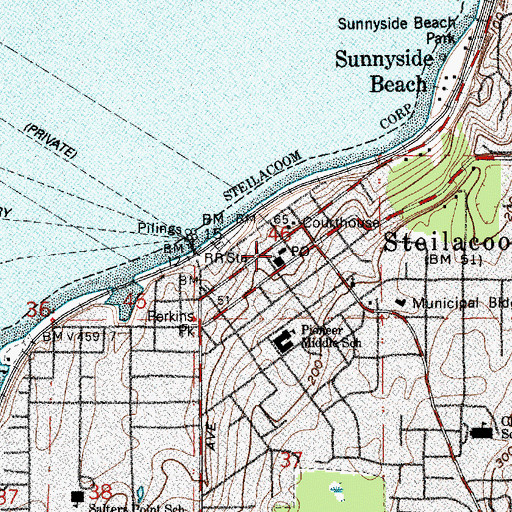 Topographic Map of Steilacoom Post Office, WA