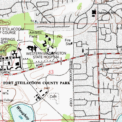 Topographic Map of Firwood School, WA