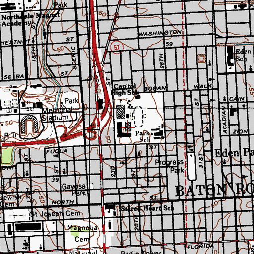 Topographic Map of Capitol Pre - College Academy for Girls High School, LA