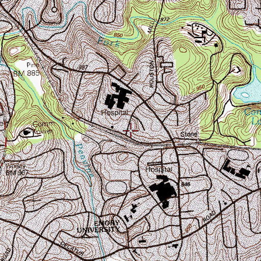 Topographic Map of Emory University School of Medicine Whitehead Biomedical Research, GA