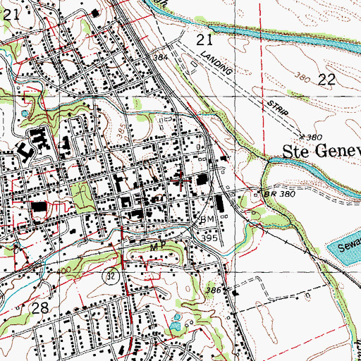 Topographic Map of Sainte Genevieve Historic District, MO