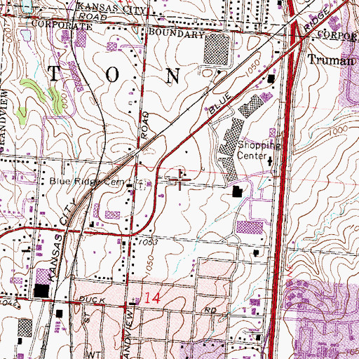 Topographic Map of Harry S Truman Farm Home, MO