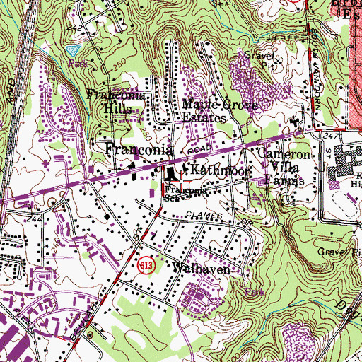 Topographic Map of Franconia Center School, VA
