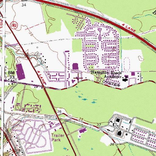 Topographic Map of Orcutt Baptist School, VA