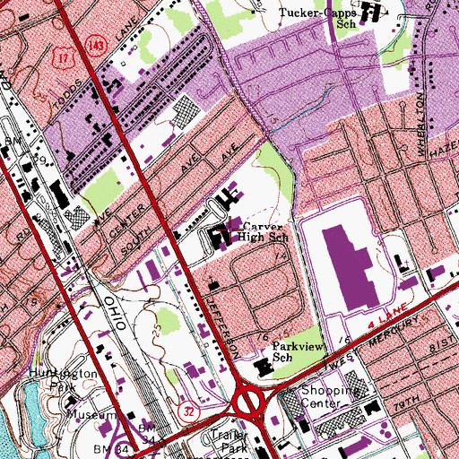 Topographic Map of Crittenden Middle School, VA