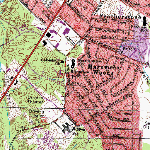 Topographic Map of Riverview Baptist Day School, VA