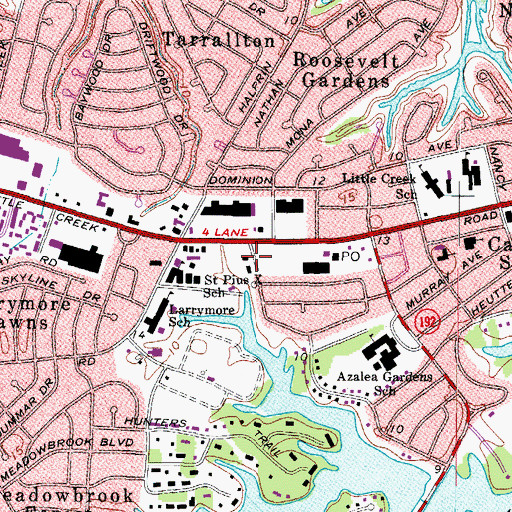 Topographic Map of Calvary Christian School, VA