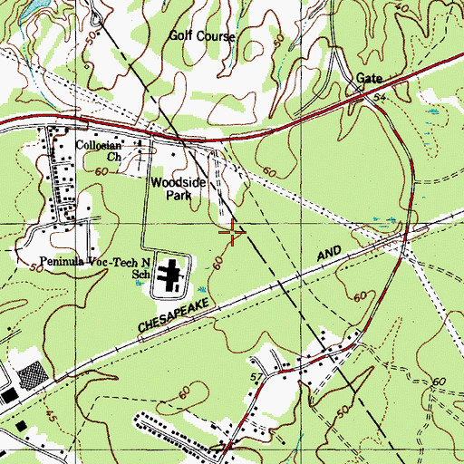 Topographic Map of Woodside High School, VA