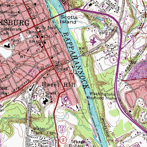 Topographic Map of Fredericksburg Montessori School, VA